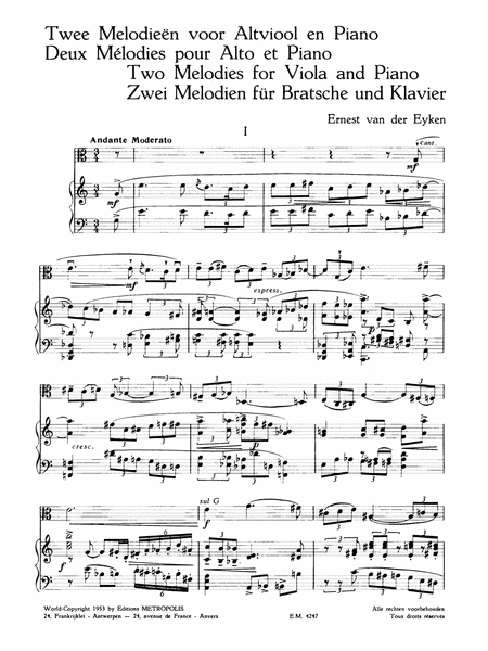 Two Melodies for Viola and Piano