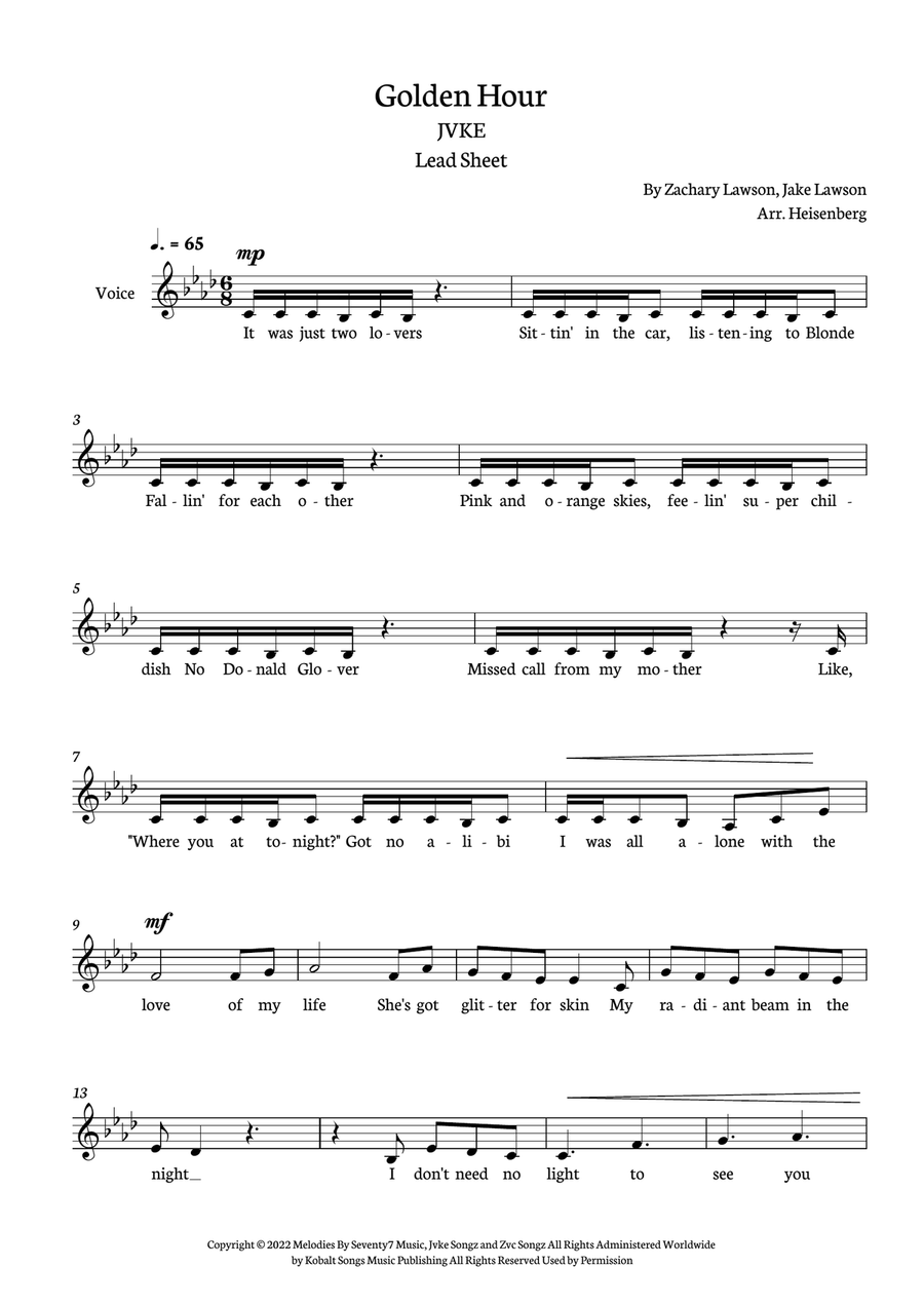 Golden Hour Piano scores gallery preview page 1