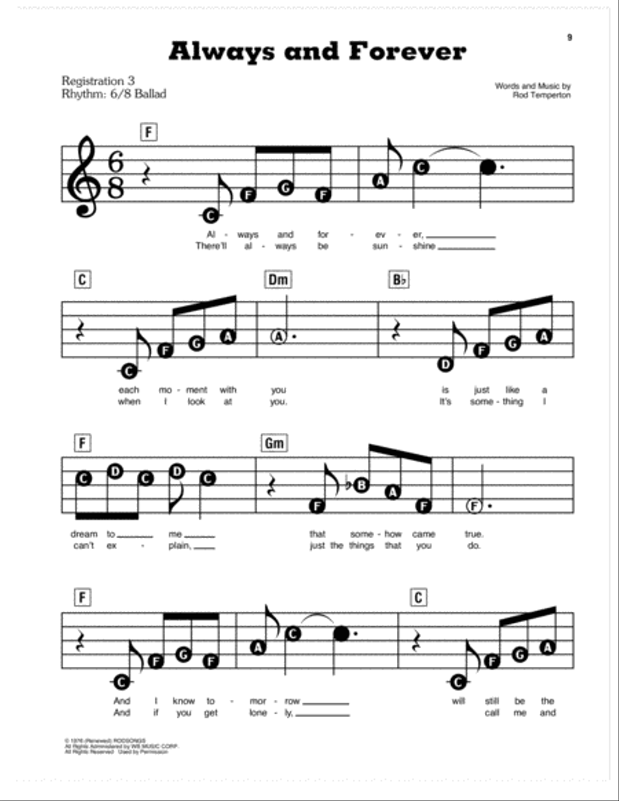 Always And Forever Electronic Keyboard scores gallery preview page 1