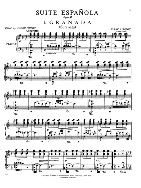 Suite Espanola, Opus 47 (for Piano)