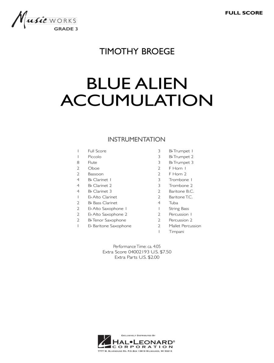 Blue Alien Accumulation - Conductor Score (Full Score) Concert Band scores gallery preview page 1