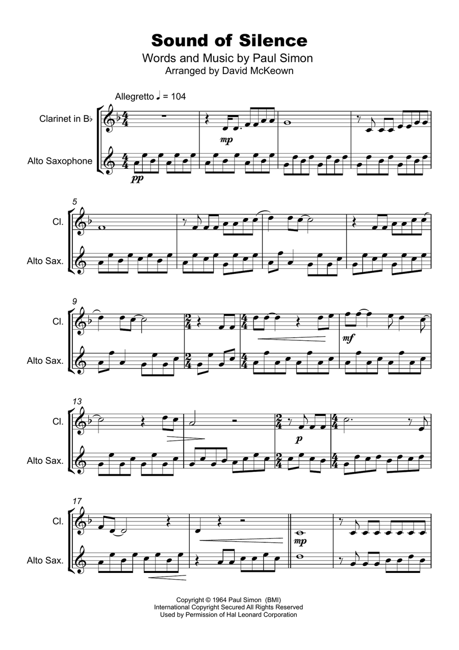 The Sound Of Silence Woodwind Duet scores gallery preview page 2