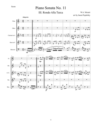 Piano Sonata No 11 KV 331 Movement III, Rondo Alla Turca