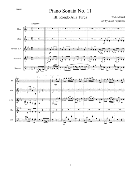 Piano Sonata No 11 KV 331 Movement III, Rondo Alla Turca image number null