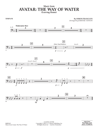 Music from Avatar: The Way Of Water (Leaving Home) (arr. Vinson) - Timpani