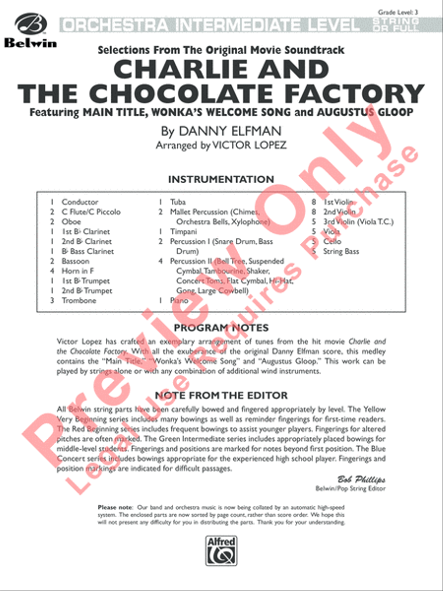 Charlie and the Chocolate Factory, Selections from the Original Movie Soundtrack Full Orchestra scores gallery preview page 2