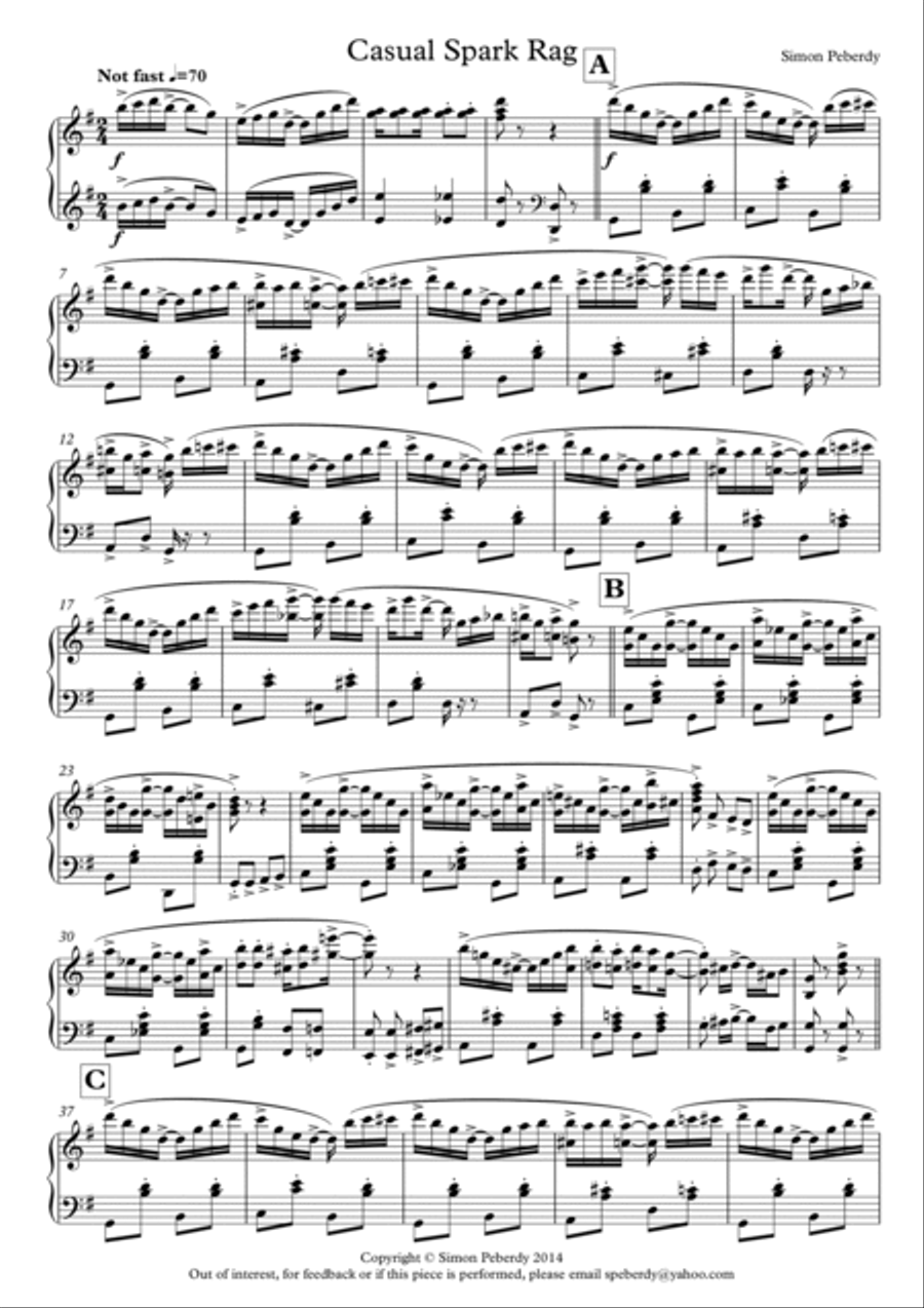 Casual Park Rag for piano solo image number null