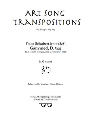 Book cover for SCHUBERT: Ganymed, D. 544 (transposed to G major)