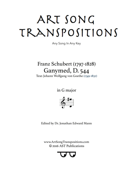 SCHUBERT: Ganymed, D. 544 (transposed to G major)