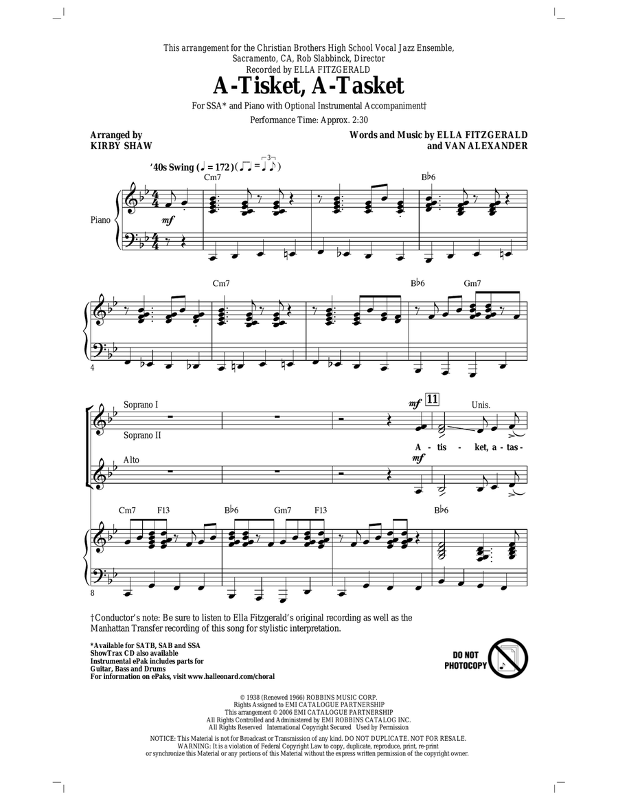 A-Tisket, A-Tasket SSA scores gallery preview page 1