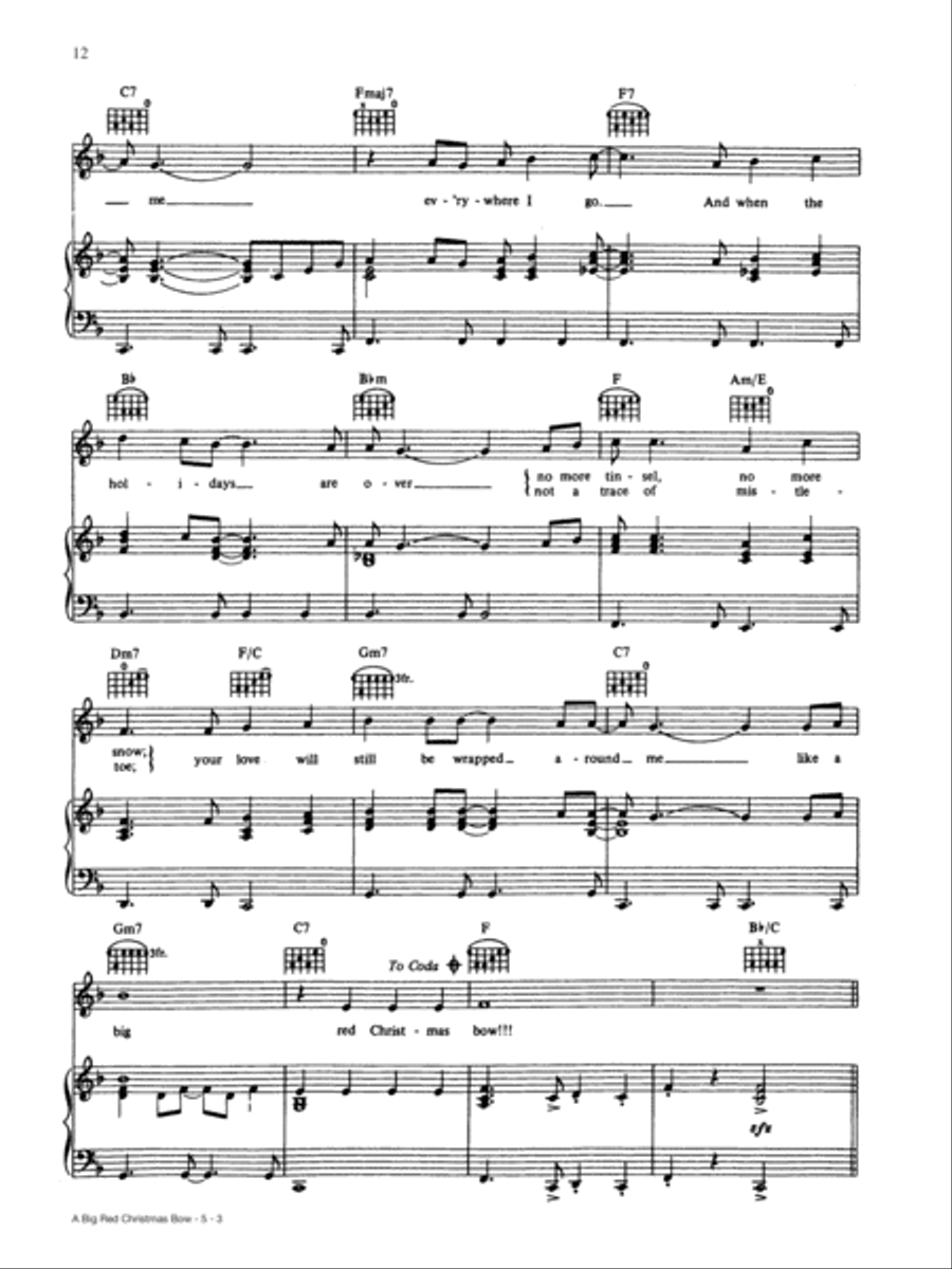 A Big Red Christmas Bow Piano, Vocal, Guitar scores gallery preview page 3