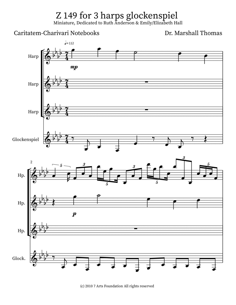 Z 149 for 3 harps glockenspiel Glockenspiel scores gallery preview page 1