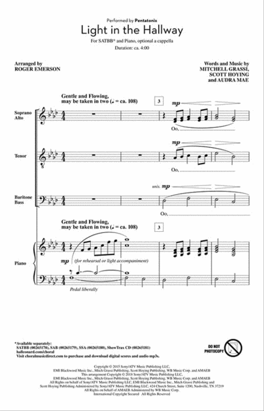 Light In The Hallway A Cappella scores gallery preview page 2