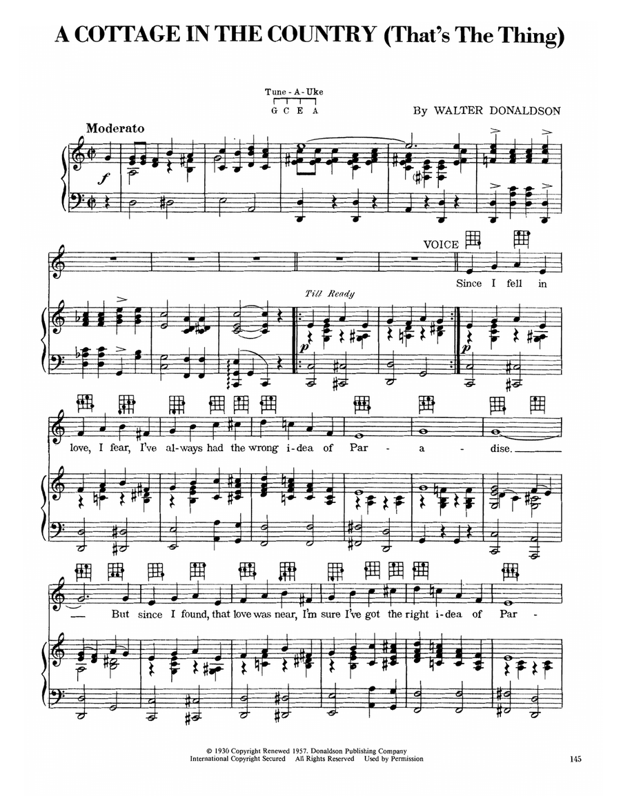 A Cottage In The Country (That's The Thing) Piano, Vocal, Guitar scores gallery preview page 1
