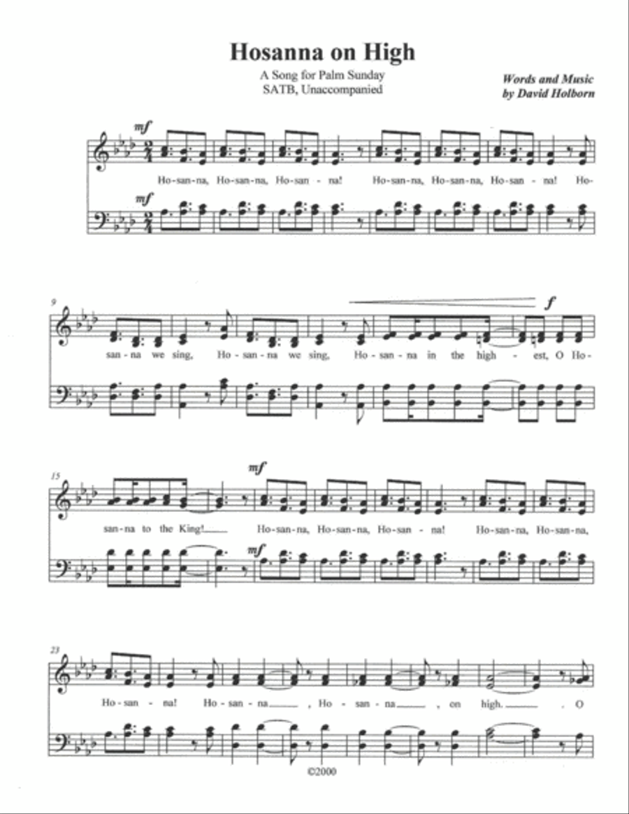 Hosanna on High Hosanna on High 4-Part scores gallery preview page 1