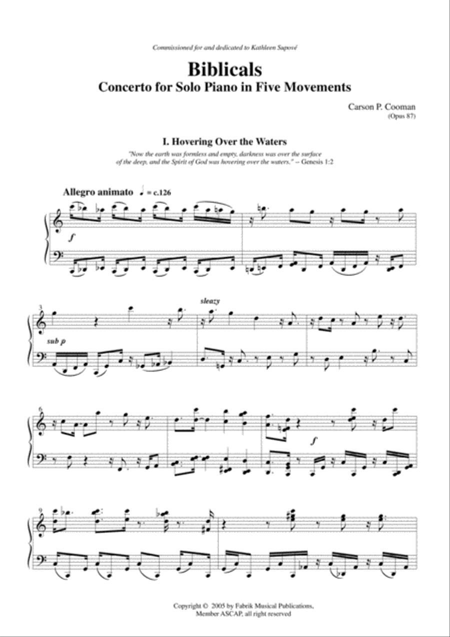 Carson Cooman: Biblicals: Concerto for Solo Piano Piano Solo scores gallery preview page 2