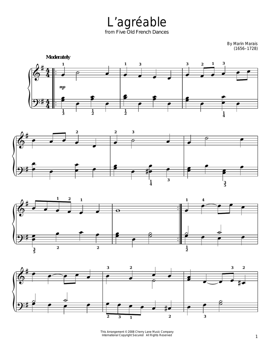 L'Agreable Easy Piano scores gallery preview page 1