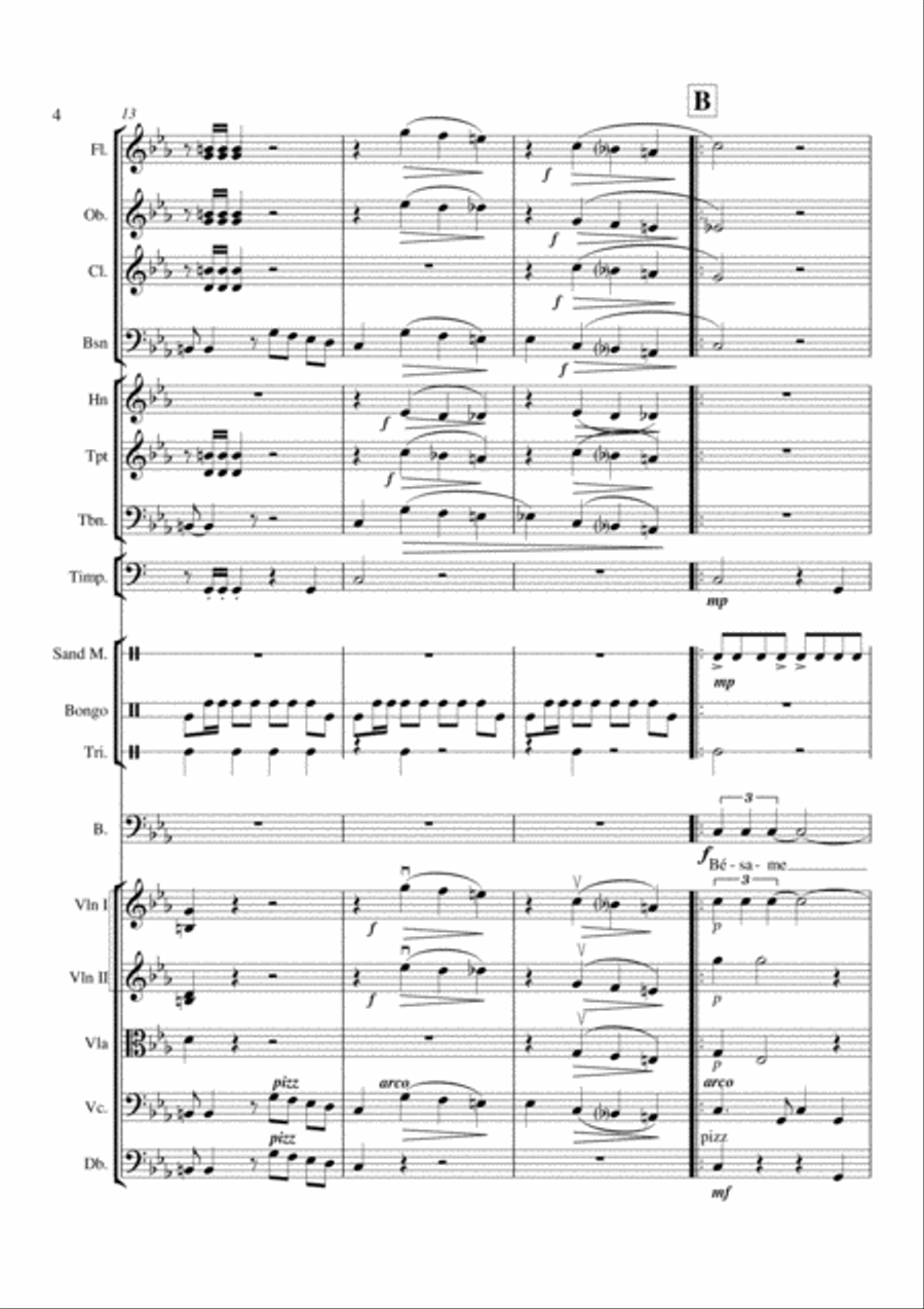 Besame Mucho (Kiss Me Much) Percussion Ensemble scores gallery preview page 4