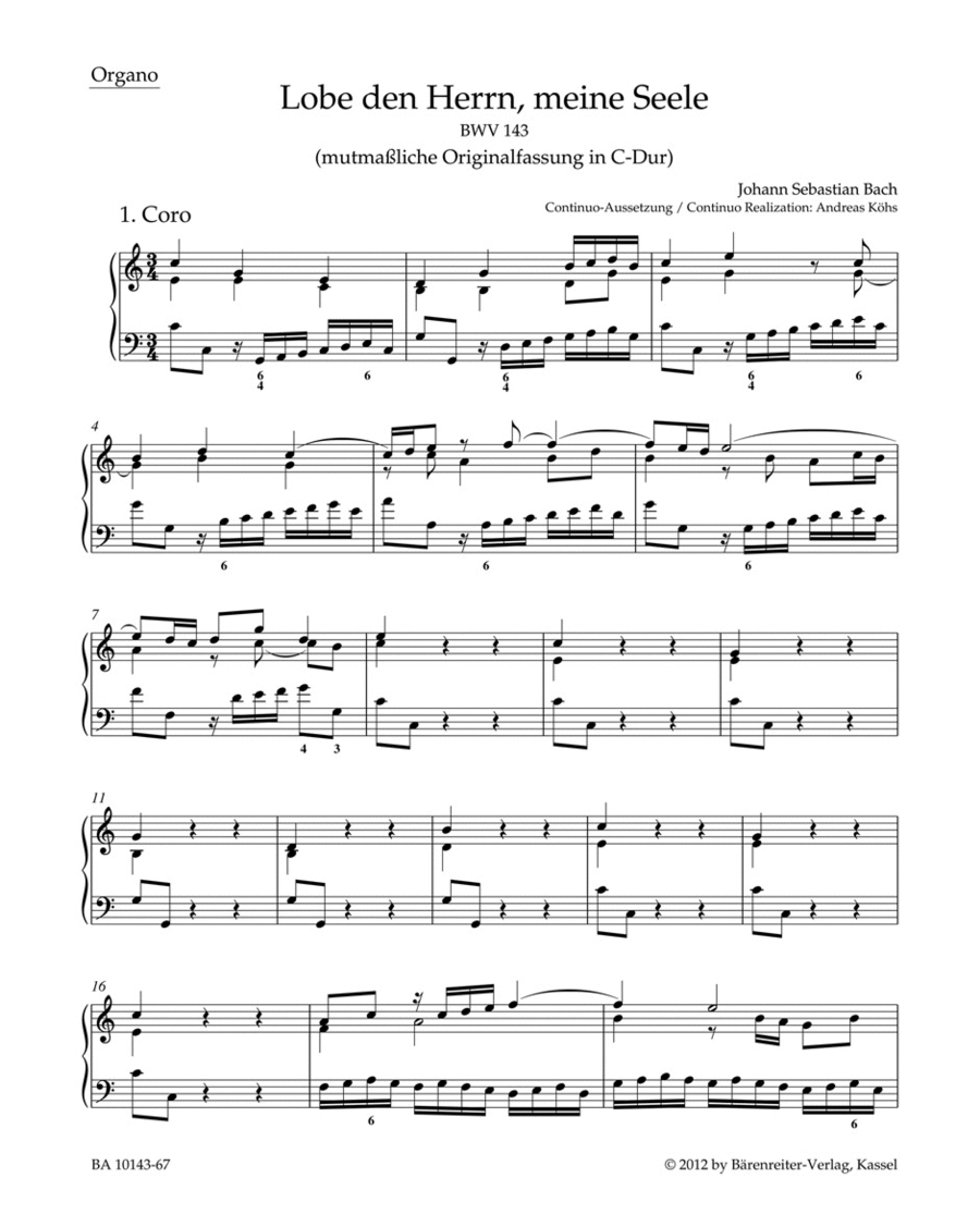 Praise thou the Lord, o my spirit, BWV 143 by Johann Sebastian Bach