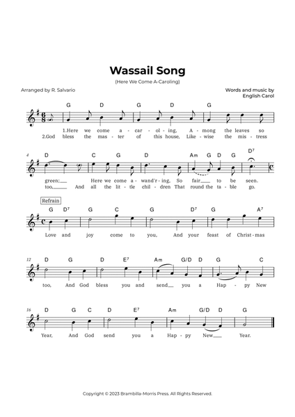 Wassail Song (Here We Come A-Caroling) - Key of G Major image number null