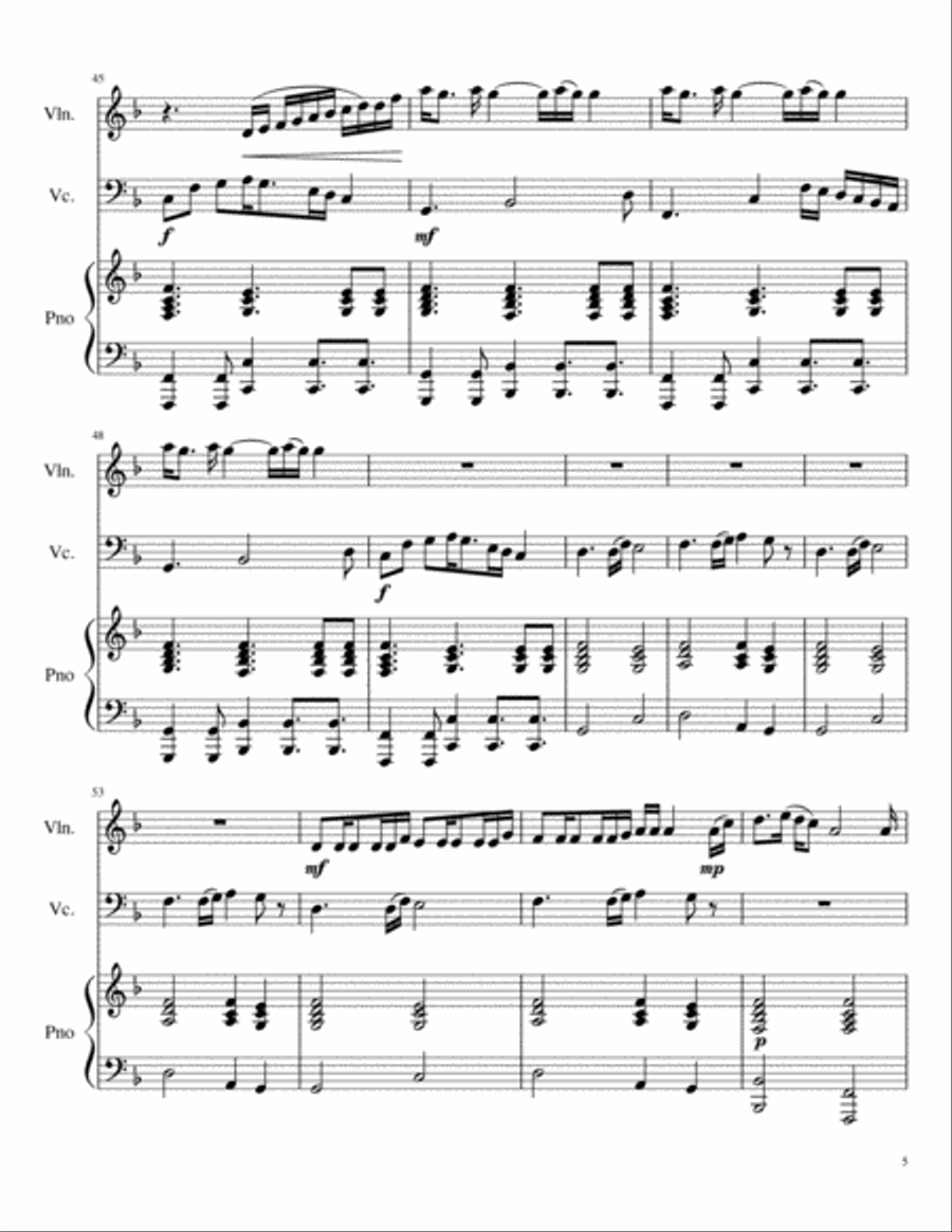 Paradise Paradise Piano Trio scores gallery preview page 5