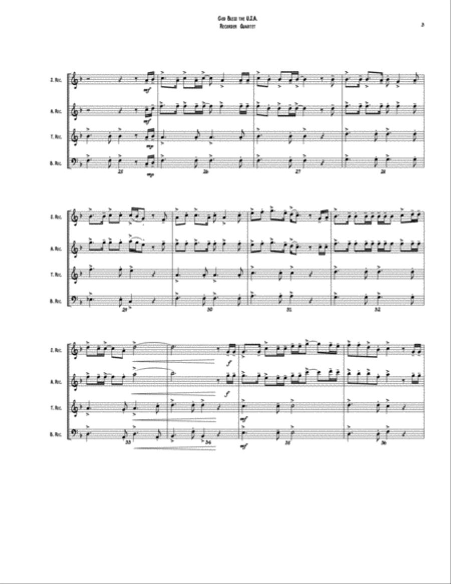 God Bless The U.S.A. Soprano Recorder scores gallery preview page 3