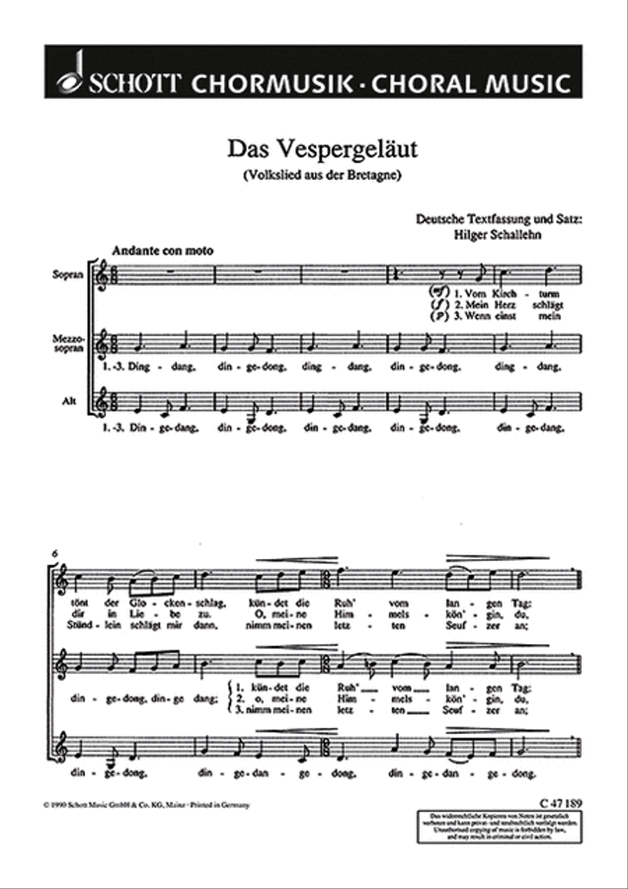 Cloches Des Vepres Ssa SSA scores gallery preview page 1