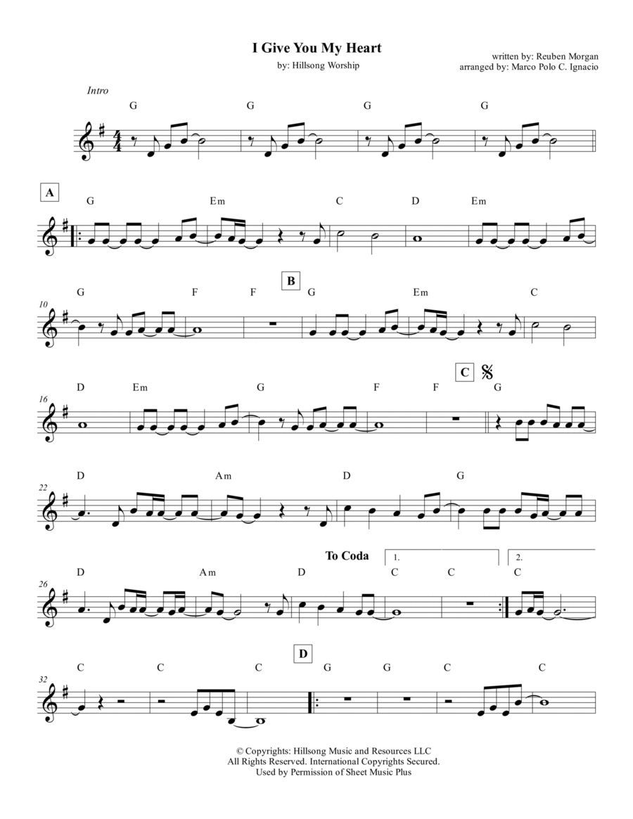 I Give You My Heart Piano scores gallery preview page 1