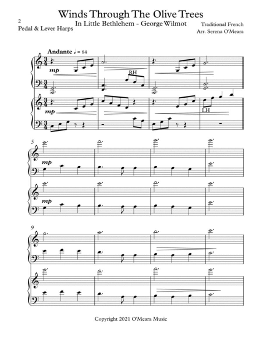 Winds Through The Olive Trees, Harp Duet Celtic Harp scores gallery preview page 2