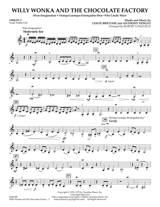 Book cover for Willy Wonka And The Chocolate Factory (Medley) - Violin 3 (Viola Treble Clef)