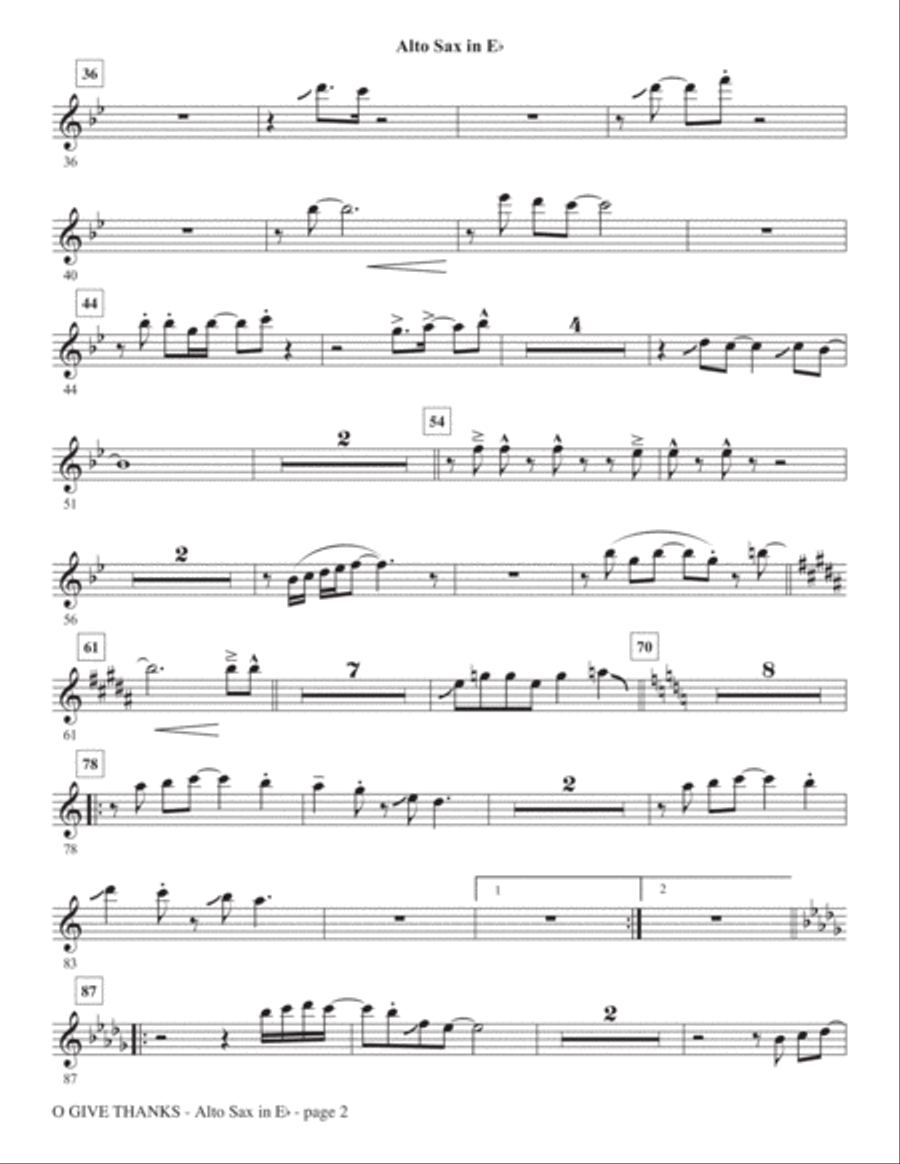 O Give Thanks - Eb Alto Sax Choir scores gallery preview page 2