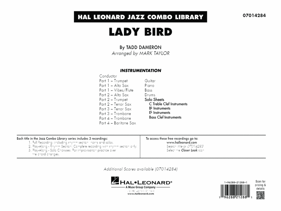 Lady Bird (arr. Mark Taylor) - Conductor Score (Full Score) Jazz Ensemble scores gallery preview page 1