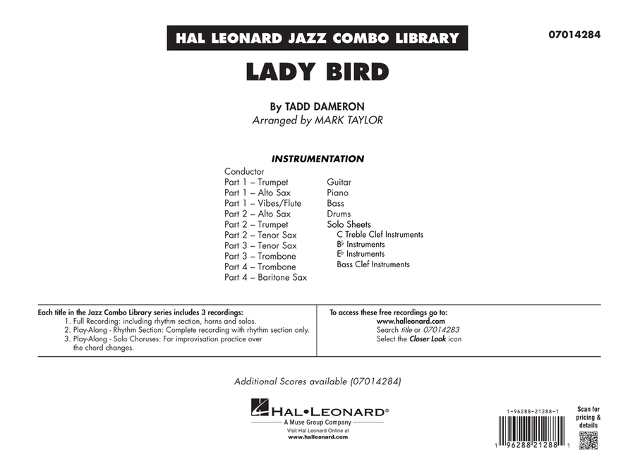 Lady Bird (arr. Mark Taylor) - Conductor Score (Full Score)