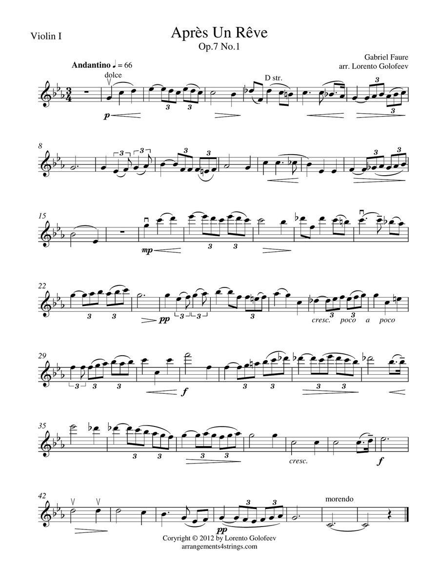 Apres Un Reve String Quartet scores gallery preview page 1
