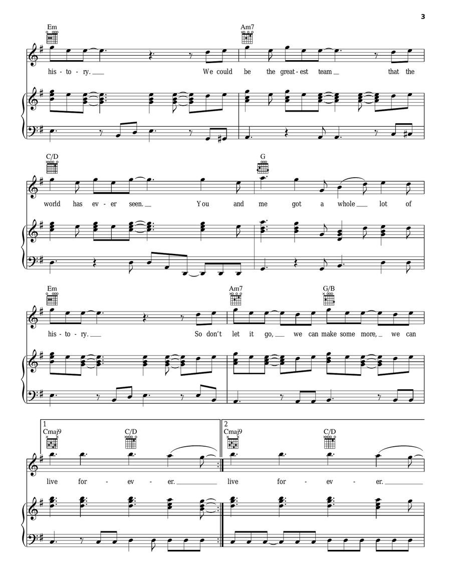 History Piano, Vocal, Guitar scores gallery preview page 3