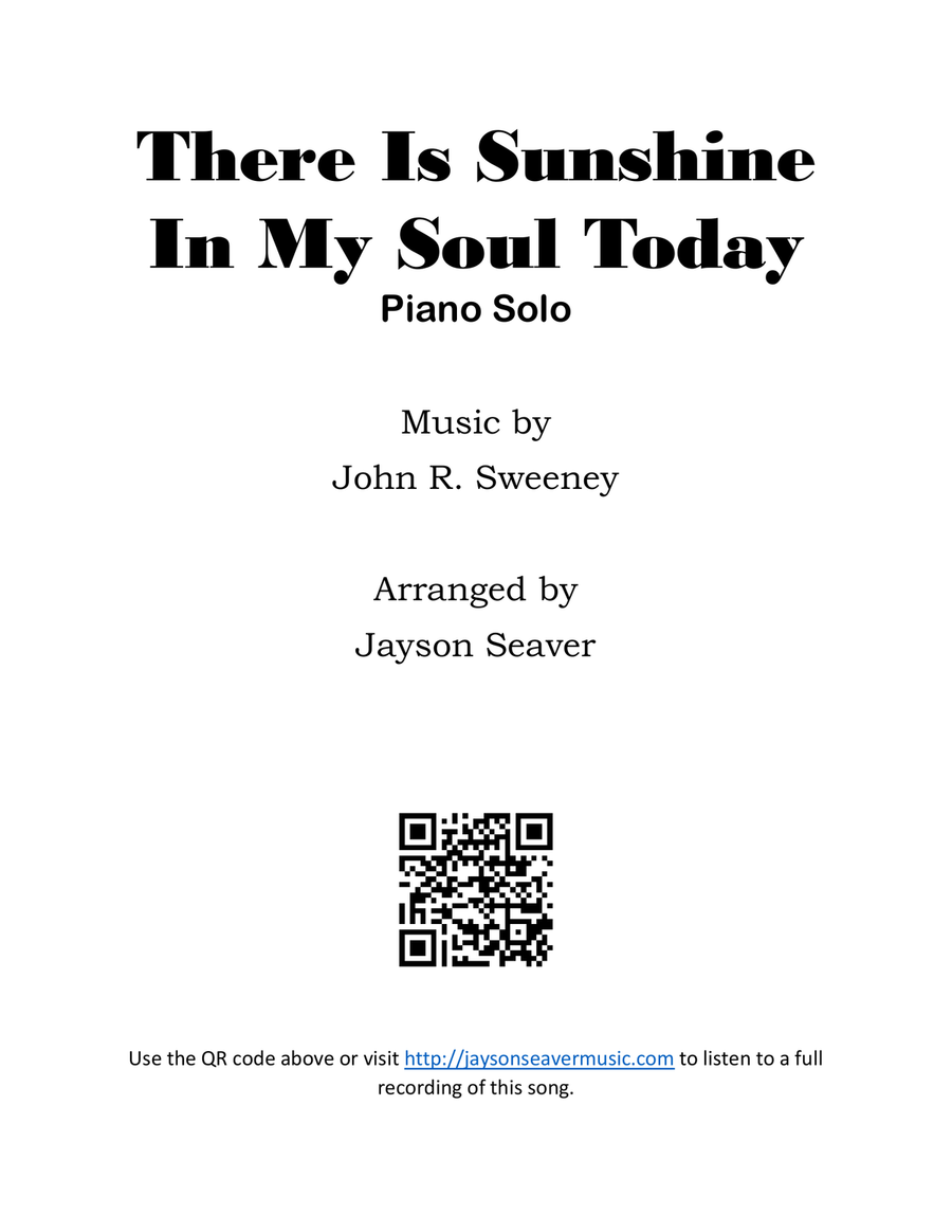 There Is Sunshine In My Soul Today Piano Solo scores gallery preview page 1