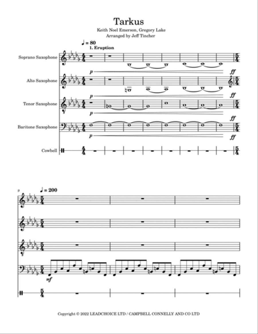 Tarkus Saxophone Quartet scores gallery preview page 2