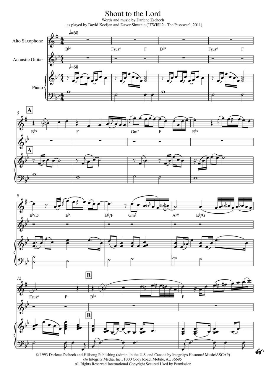 Shout To The Lord Alto Saxophone scores gallery preview page 1