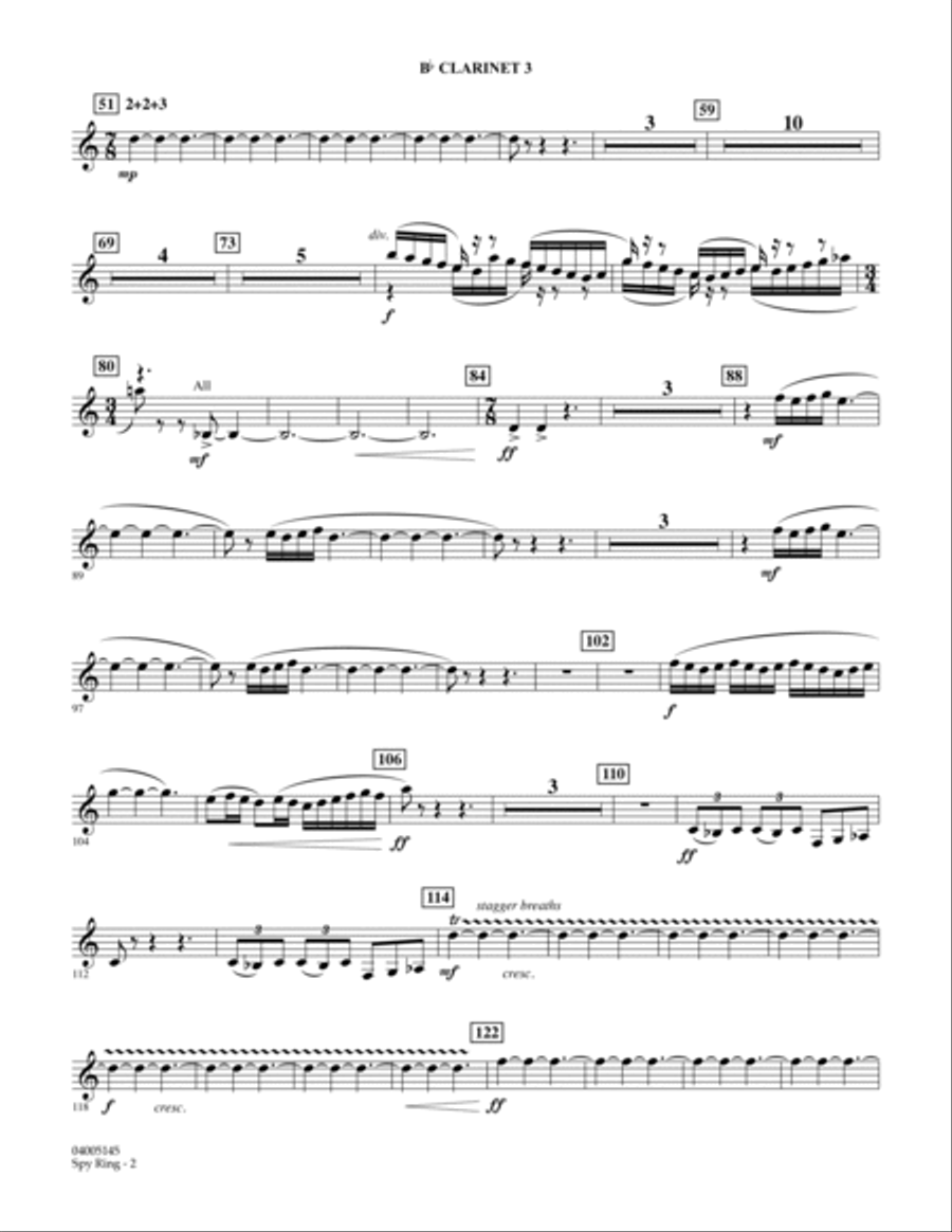 Spy Ring - Bb Clarinet 3 B-Flat Clarinet scores gallery preview page 2