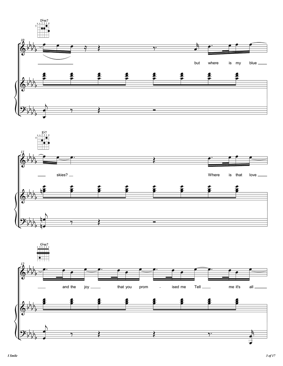 I Smile Piano, Vocal scores gallery preview page 4