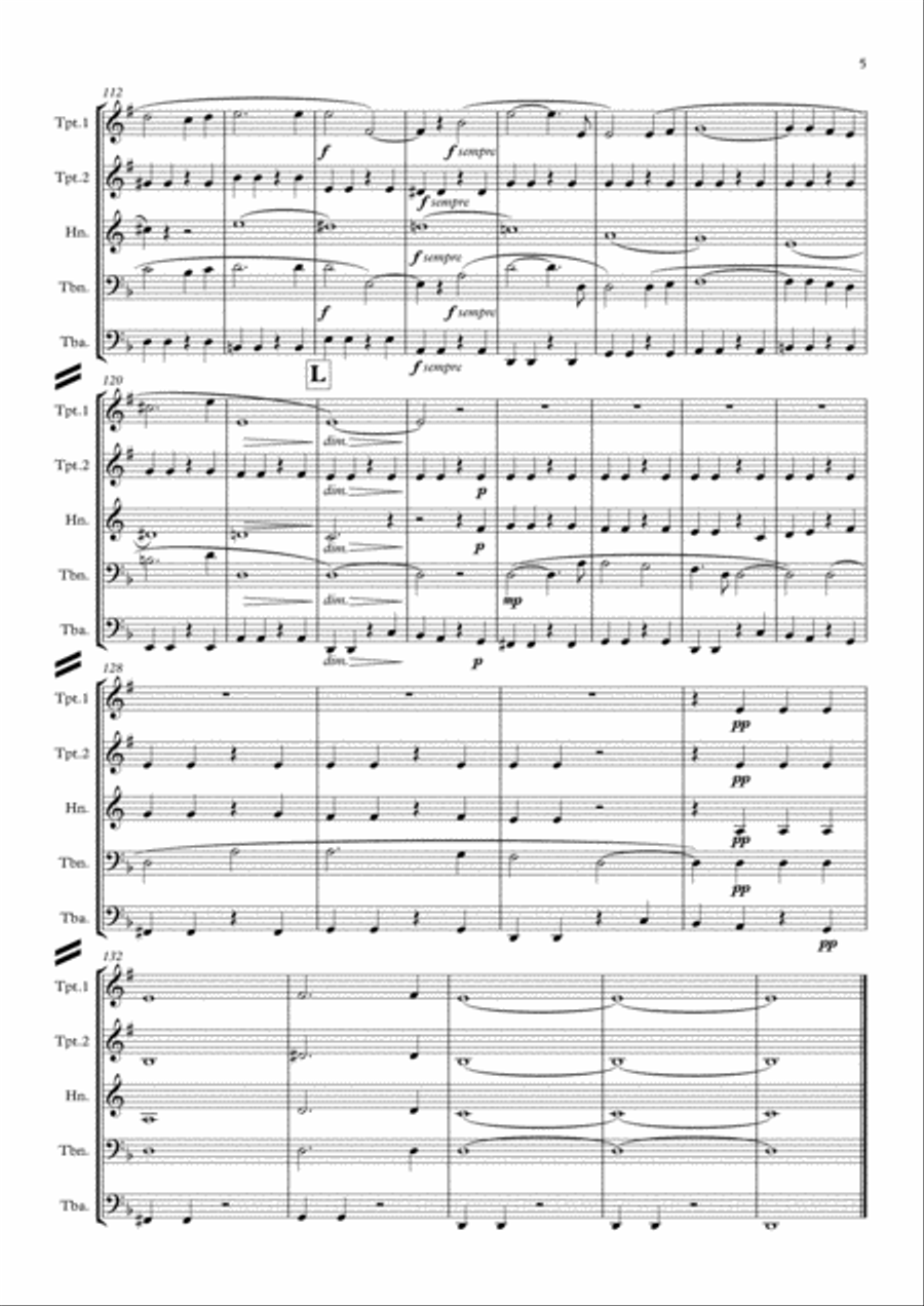 Faure: Requiem Op.48: VI. Libera Me - brass quintet Brass Quintet scores gallery preview page 5