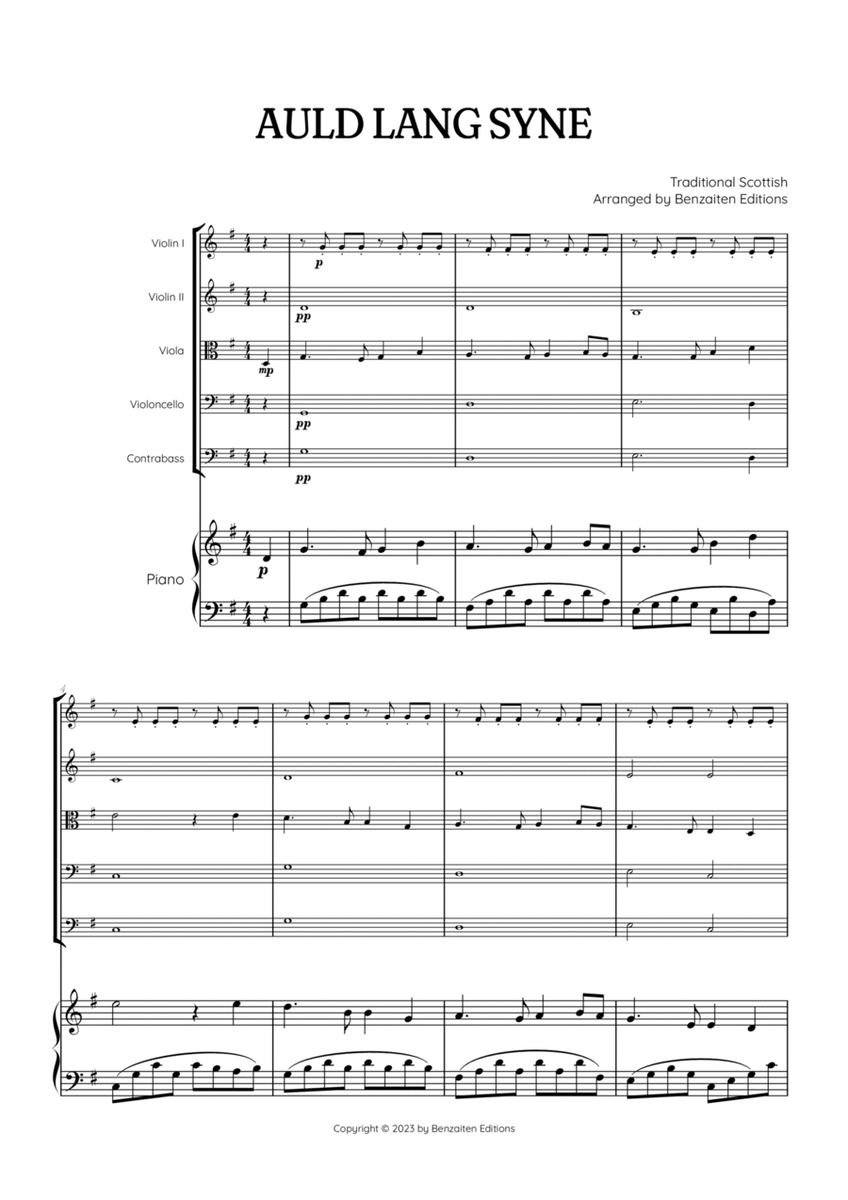 Auld Lang Syne • New Year's Anthem | String Quintet & Piano Accompaniment sheet music image number null