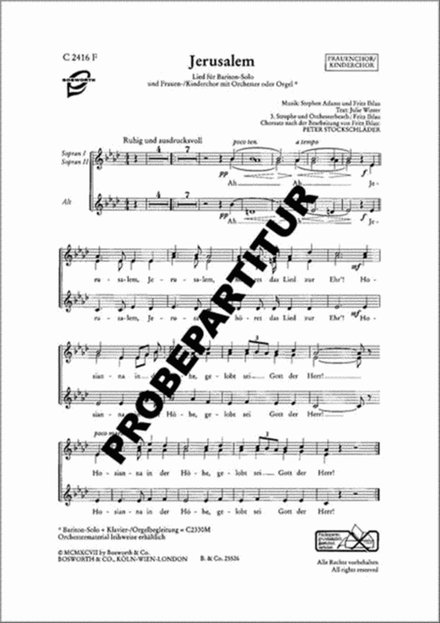 Jerusalem Jerusalem Women's Choir scores gallery preview page 1