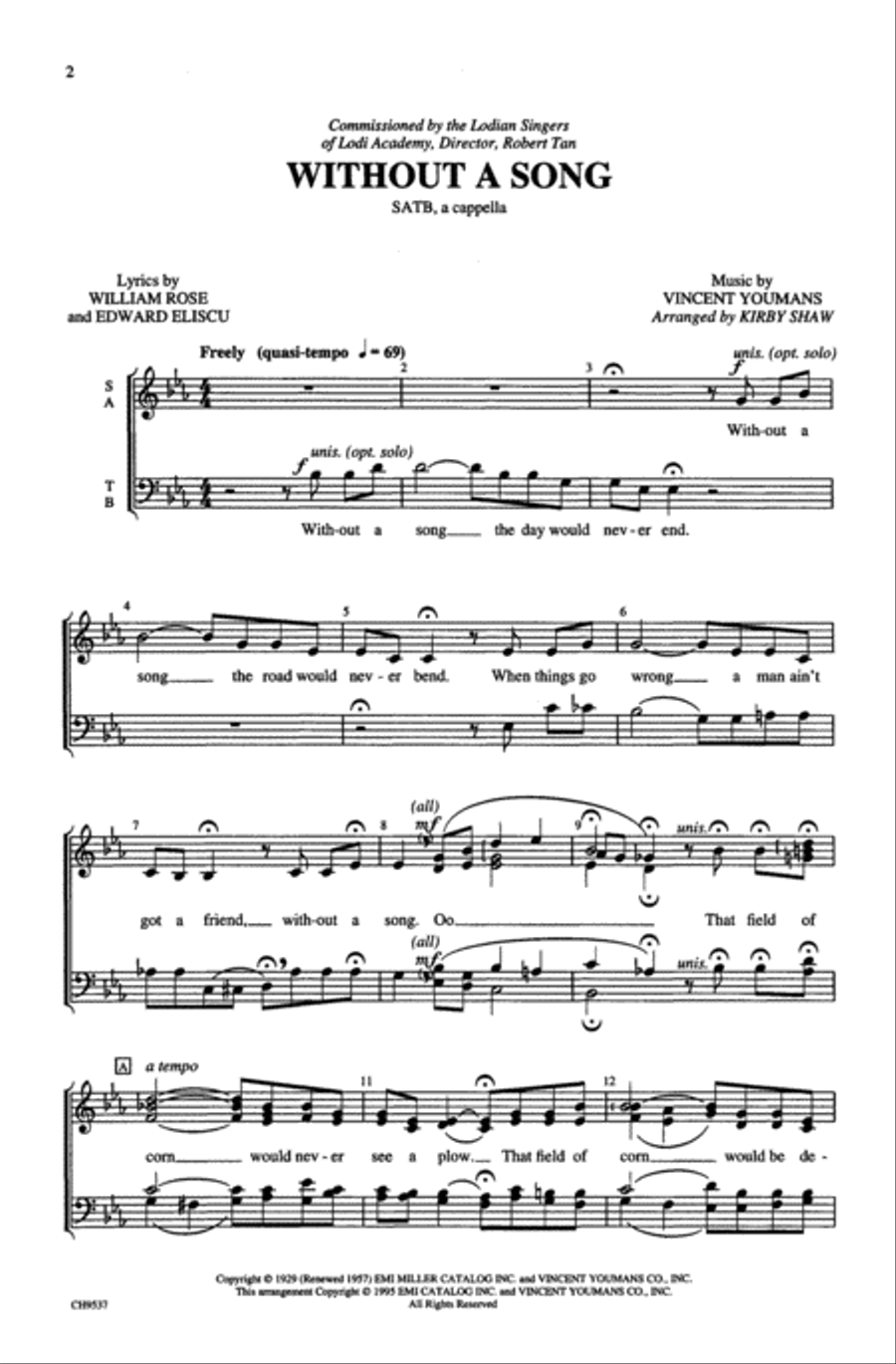 Without a Song 4-Part scores gallery preview page 2