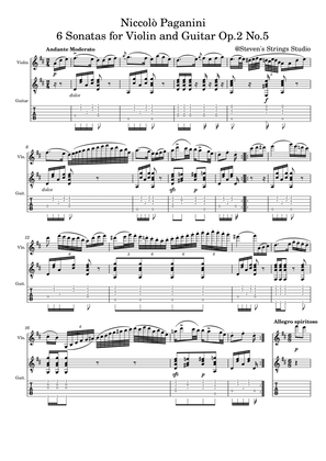 Paganini 6 Sonatas for Violin and Guitar Op.2 No.5