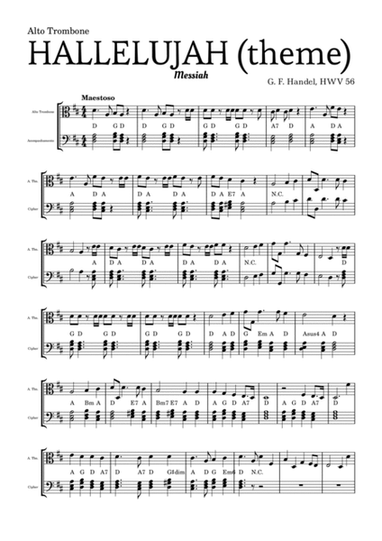 Aleluia (HALLELUJAH), of the Messiah - for Alto Trombone and accompaniment image number null