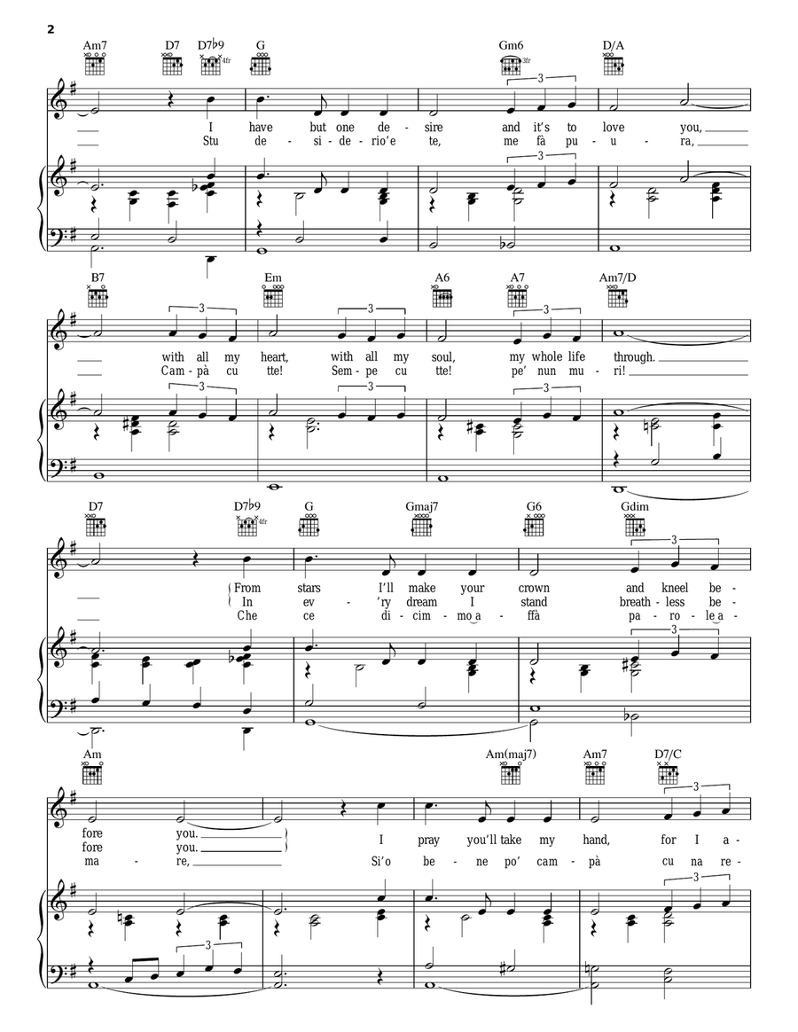 Anema E Core (With All My Heart) Piano, Vocal, Guitar scores gallery preview page 2
