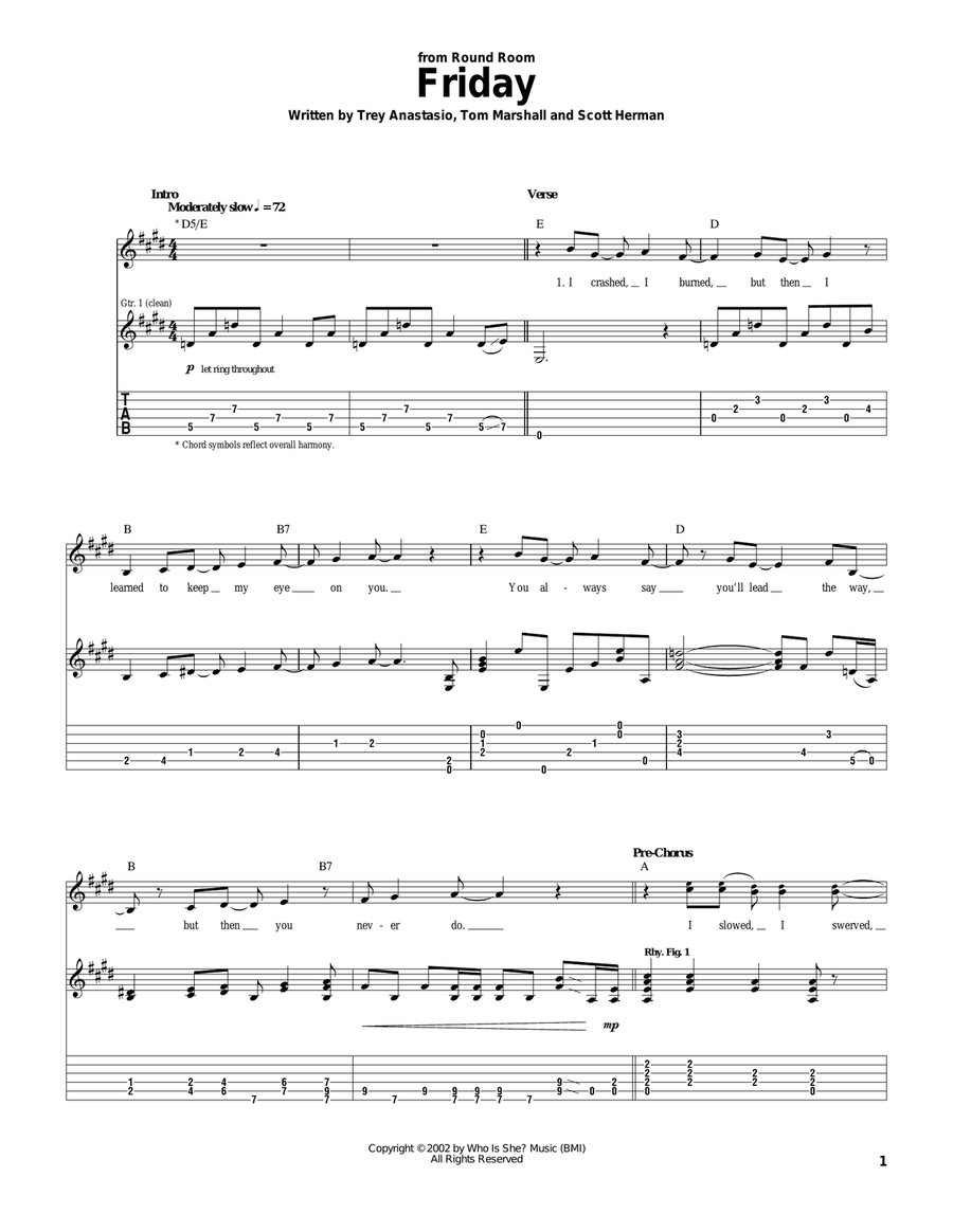 Friday Friday Guitar Tablature scores gallery preview page 1