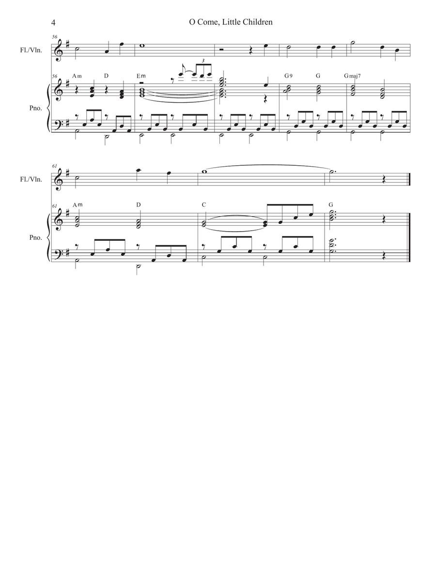 O Come, Little Children (Flute or Violin solo and Piano) O Come, Little Children (Flute or Violin solo and Piano) Flute scores gallery preview page 5