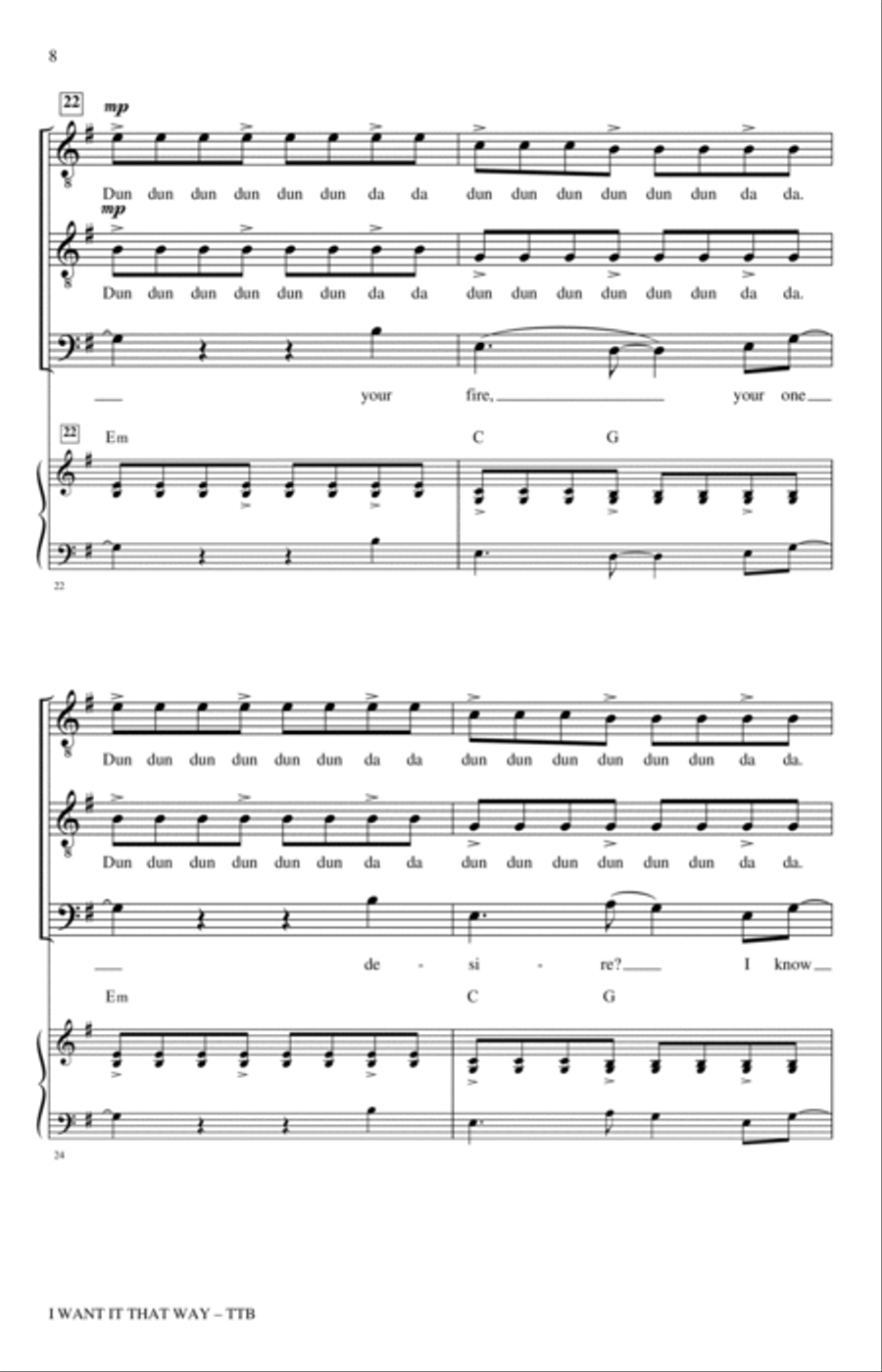 I Want It That Way (arr. Nathan Howe) TTBB scores gallery preview page 6